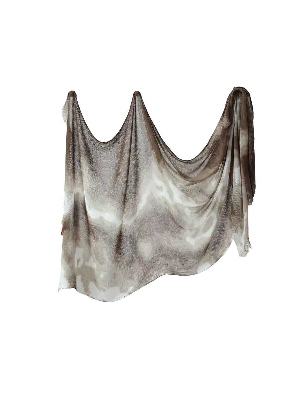 Product image for Scarvii - Abstract Tie-Dye Fringe Scarf (Greige)