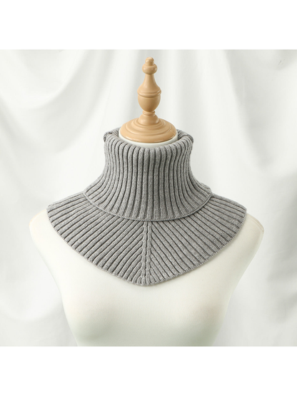Heather Gray ribbed turtleneck bib collar on a mannequin, front view