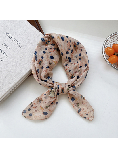 Blush Leaves square scarf tied in a loop