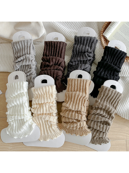 Eight colors of ribbed ruffle-edge socks displayed together