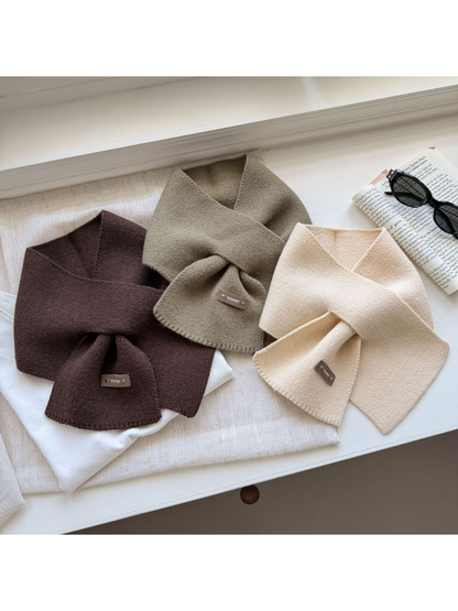 Dark Coffee, Dark Khaki and Beige pull-through scarves displayed together.