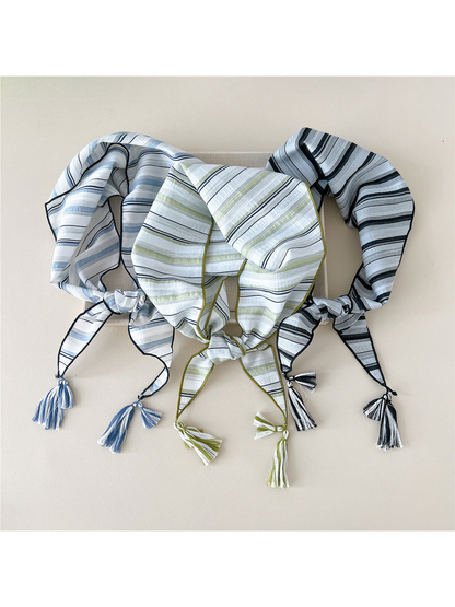 Black Gray, Blue Gray, and Green triangle scarves displayed together