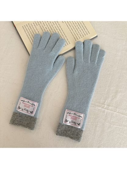 Light Blue gloves with gray ribbed cuffs