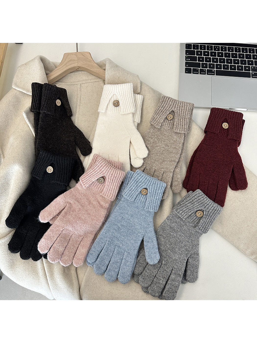 Gloves in multiple colors displayed together