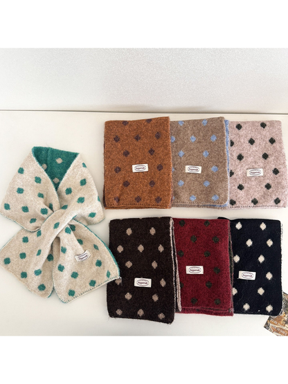 Multiple polka-dot scarf colors displayed together