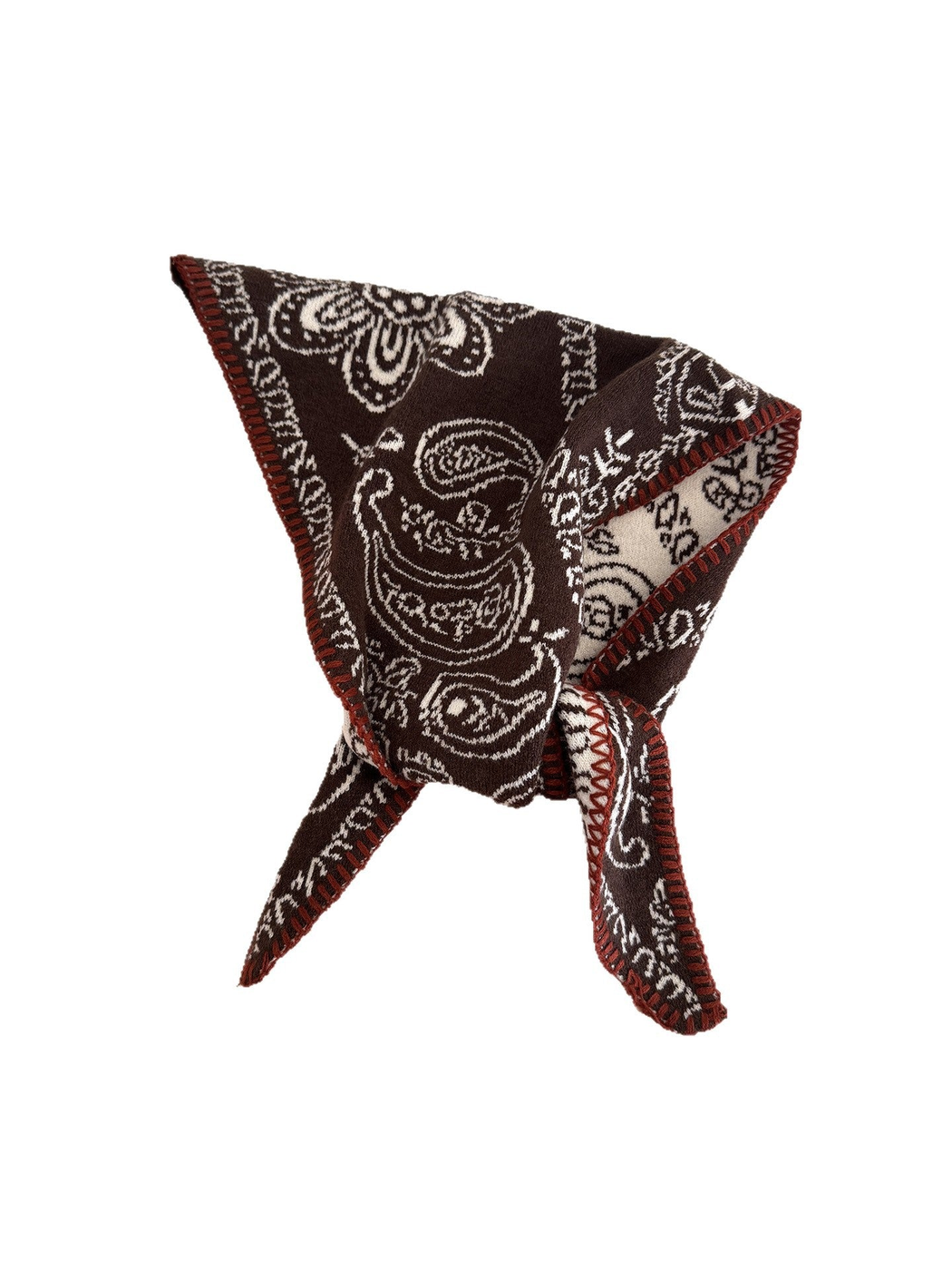 Paisley triangle scarf tied in a loop