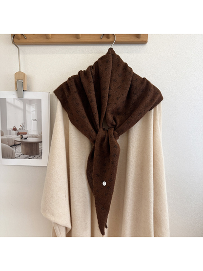 Brown scarf with small floral motifs, tied display