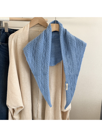 Light Blue textured triangle scarf displayed front-facing