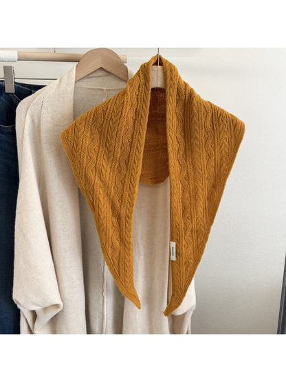 Mustard Yellow textured triangle scarf displayed front-facing