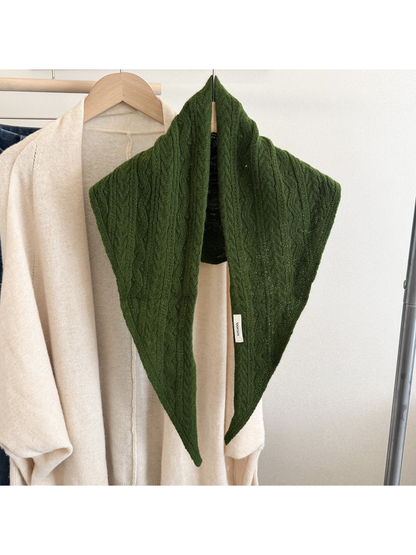 Army Green textured triangle scarf displayed front-facing
