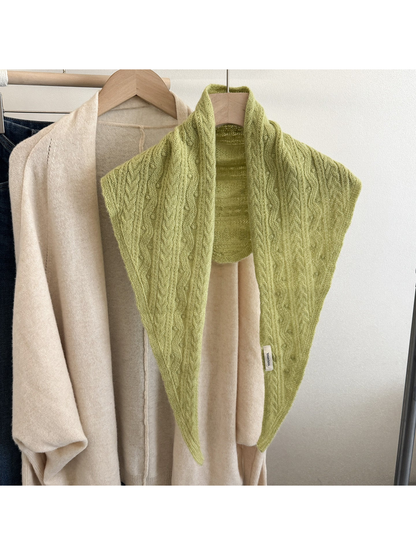 Yellow textured triangle scarf displayed front-facing