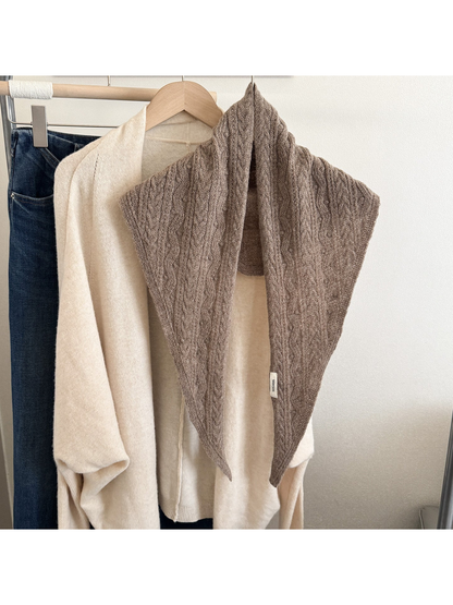 Khaki textured triangle scarf displayed front-facing