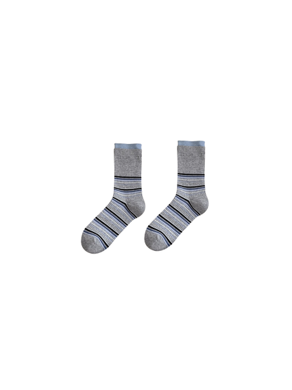Dark Gray striped socks displayed on a plain background
