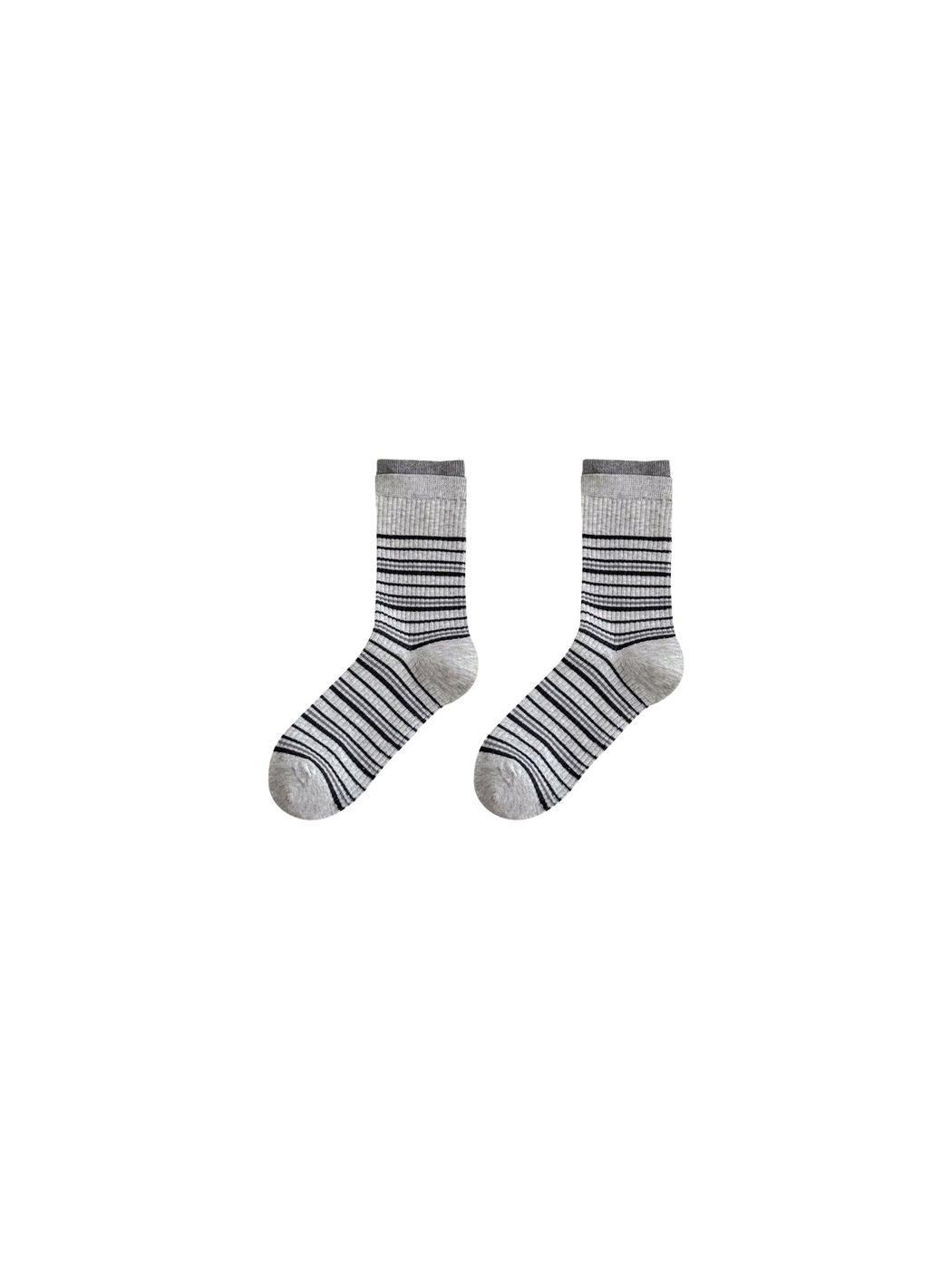 Light Gray striped socks displayed on a plain background