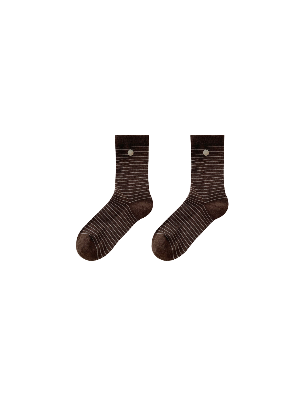 Brown socks with horizontal stripes