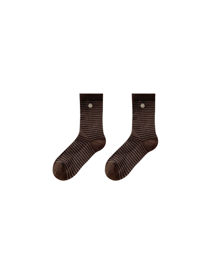 Brown socks with horizontal stripes