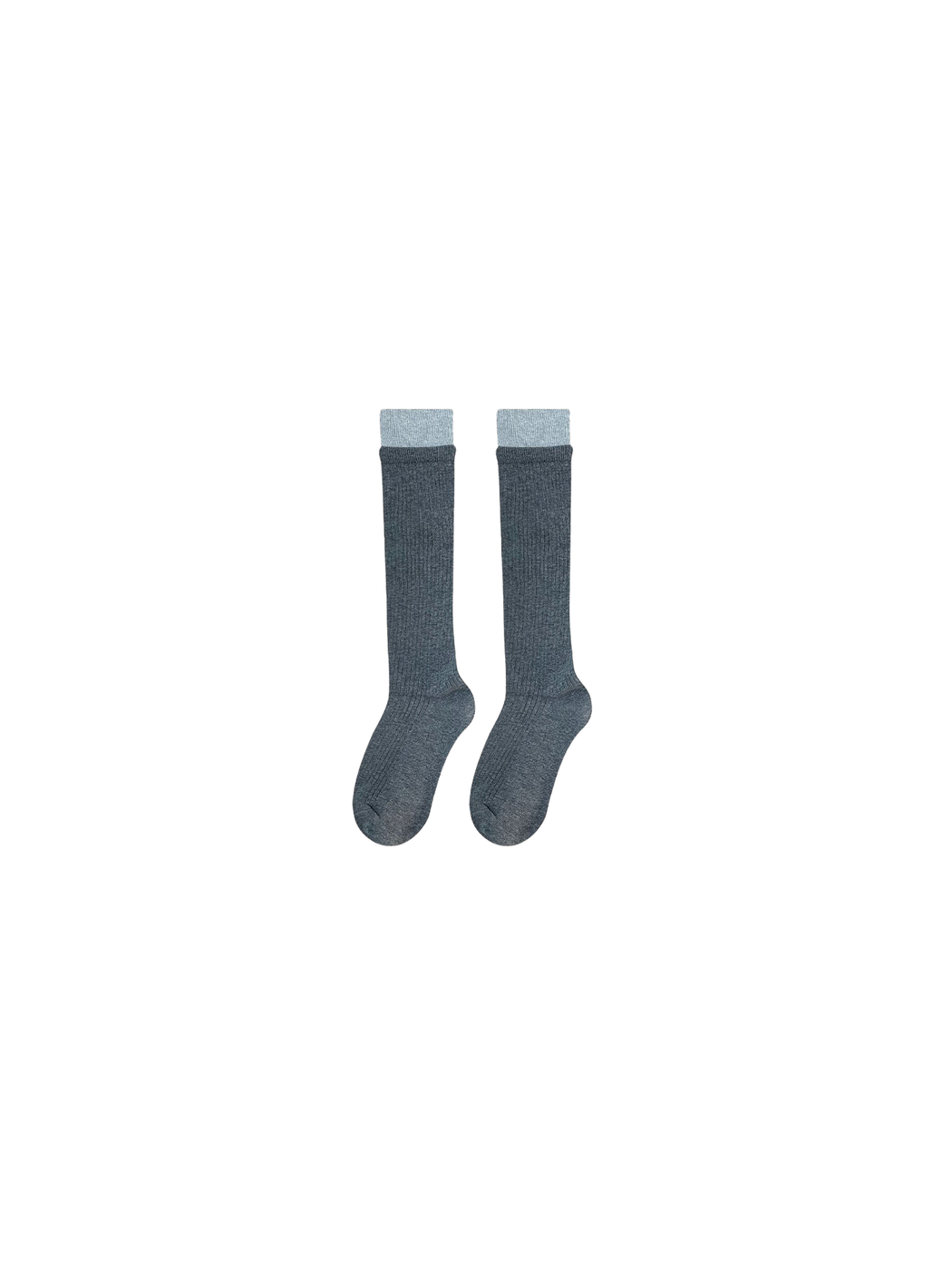 Dark Gray ribbed knee-high socks with a contrasting cuff