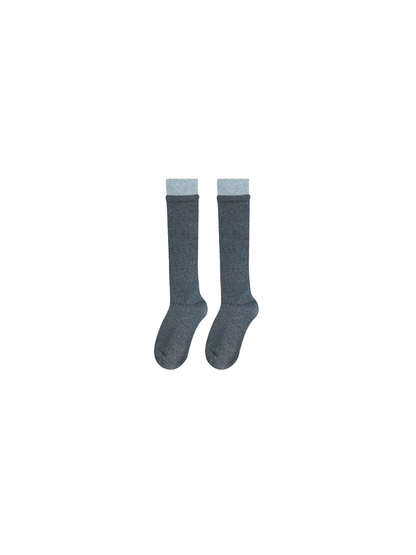 Dark Gray ribbed knee-high socks with a contrasting cuff