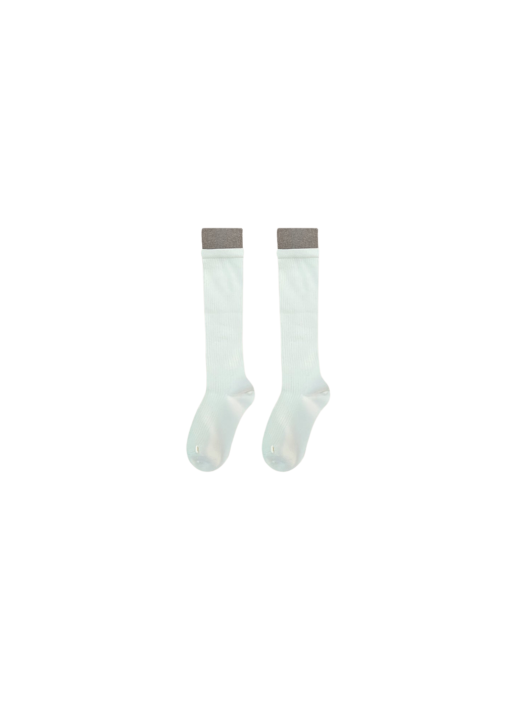 Cream ribbed knee-high socks with a contrasting cuff