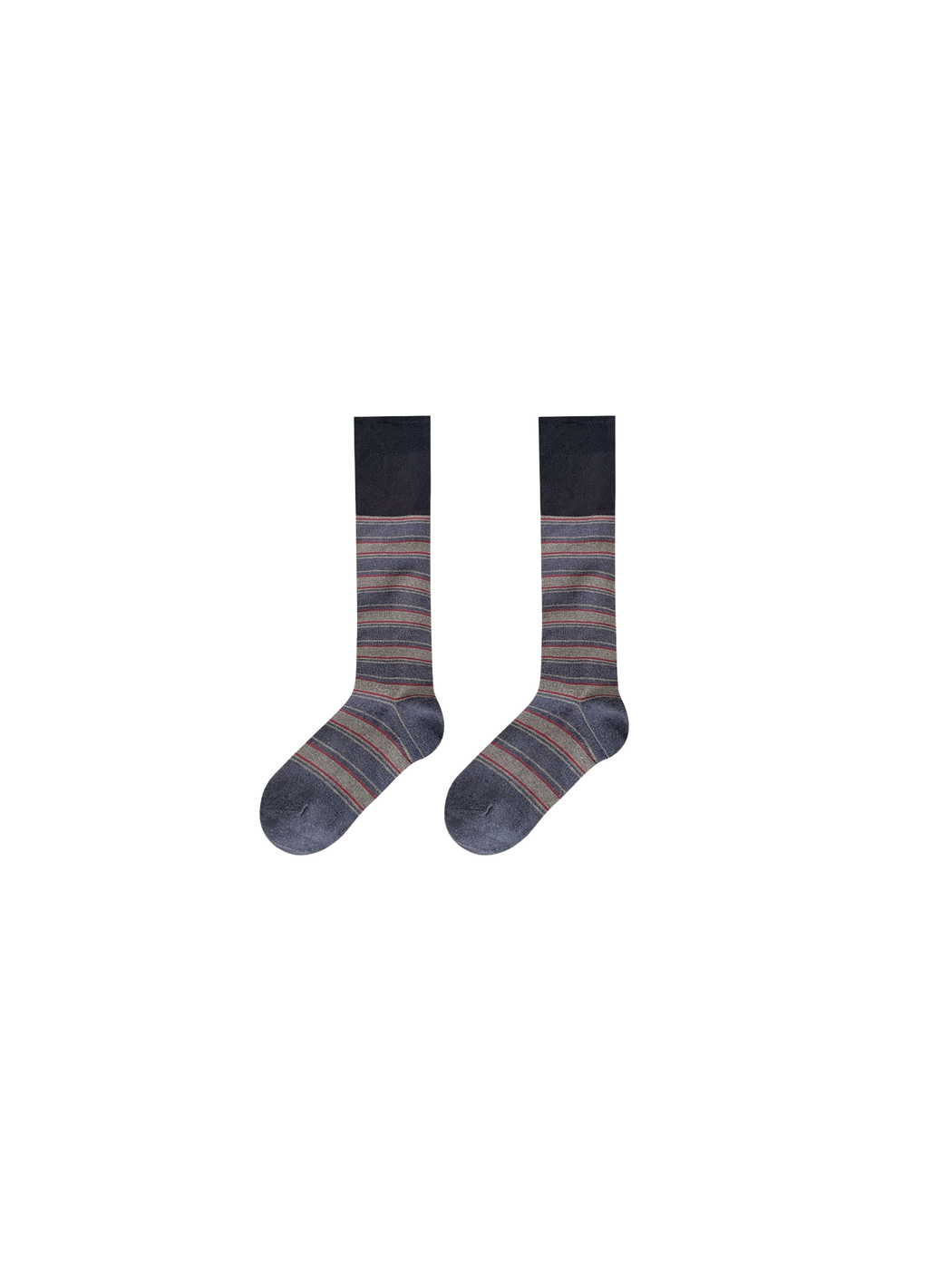 Black striped knee-high socks, front view