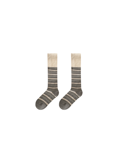 Ivory striped knee-high socks, front view