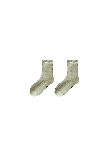 Floral crew socks with small floral motifs