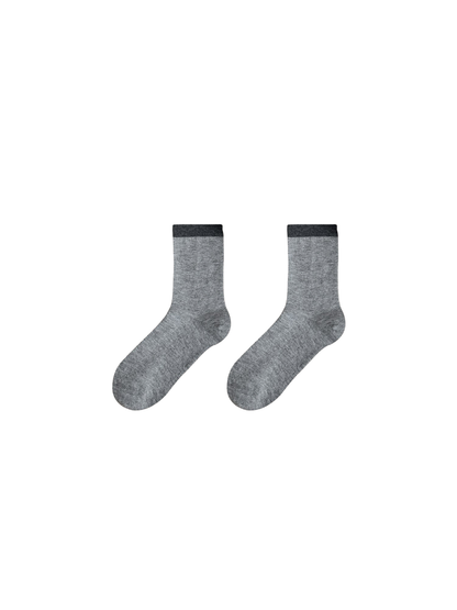Light Gray crew-length socks with dark gray contrasting cuffs