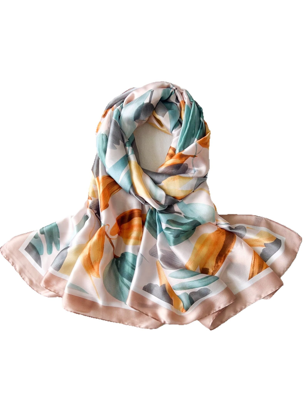 Blush Pink floral scarf arranged in a soft draped fold