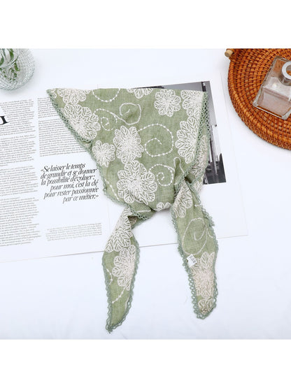 Scarvii - Earthy Floral Printed Triangle Bandana