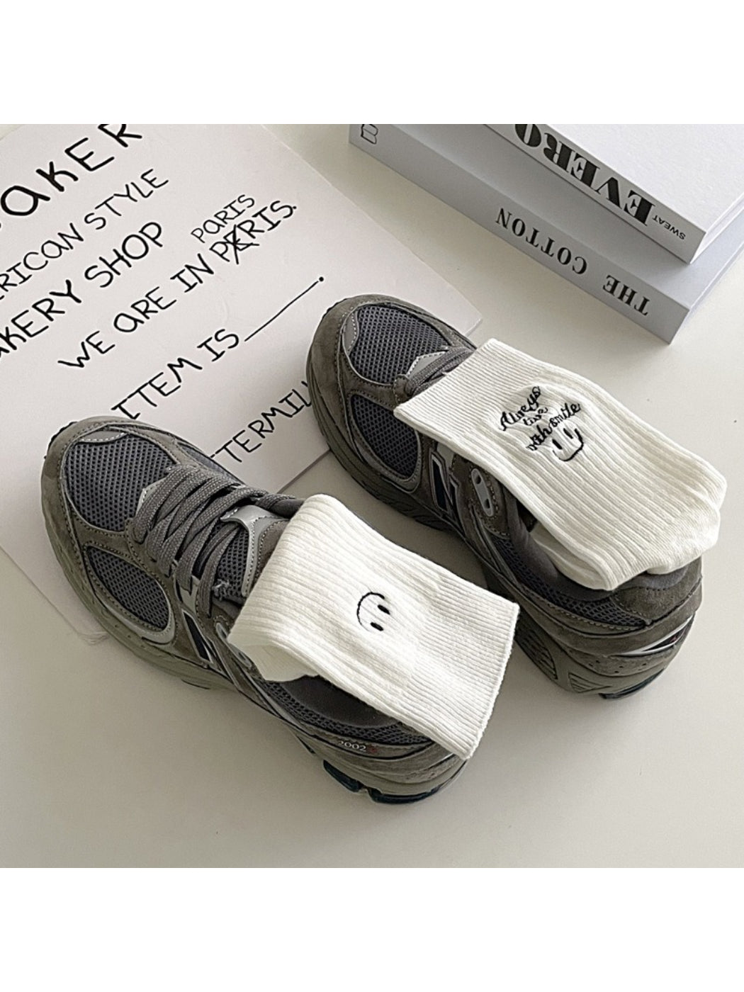 Rufia - Embroidered Smile Text Crew Socks product image 3