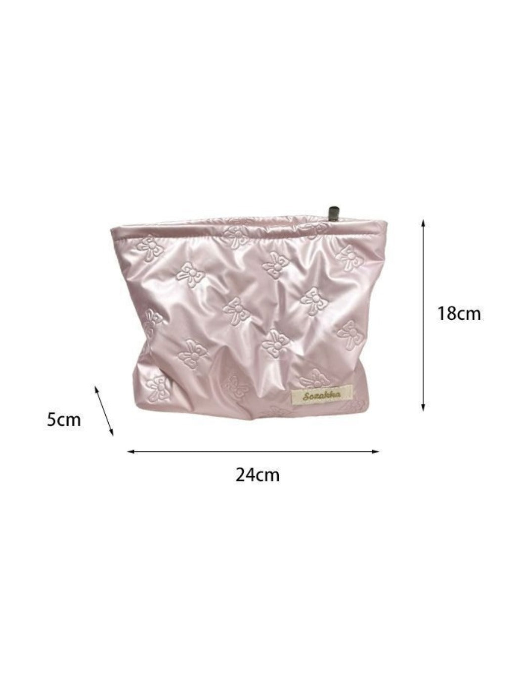Cosbai – Quilted Cosmetic Bag with Bowknot Print