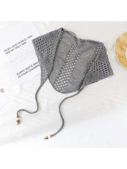 Scarvii - Openwork Beaded Tie Triangle Bandana