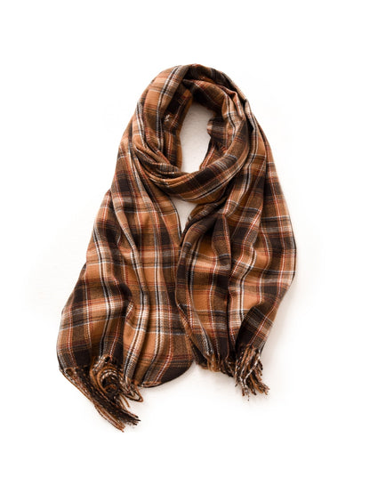 Scarvii - Classic Checked Fringed Winter Scarf