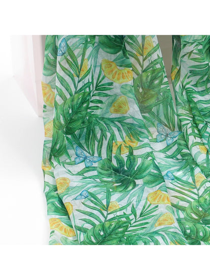 Scarvii - Green Tropical Leaf Print Scarf