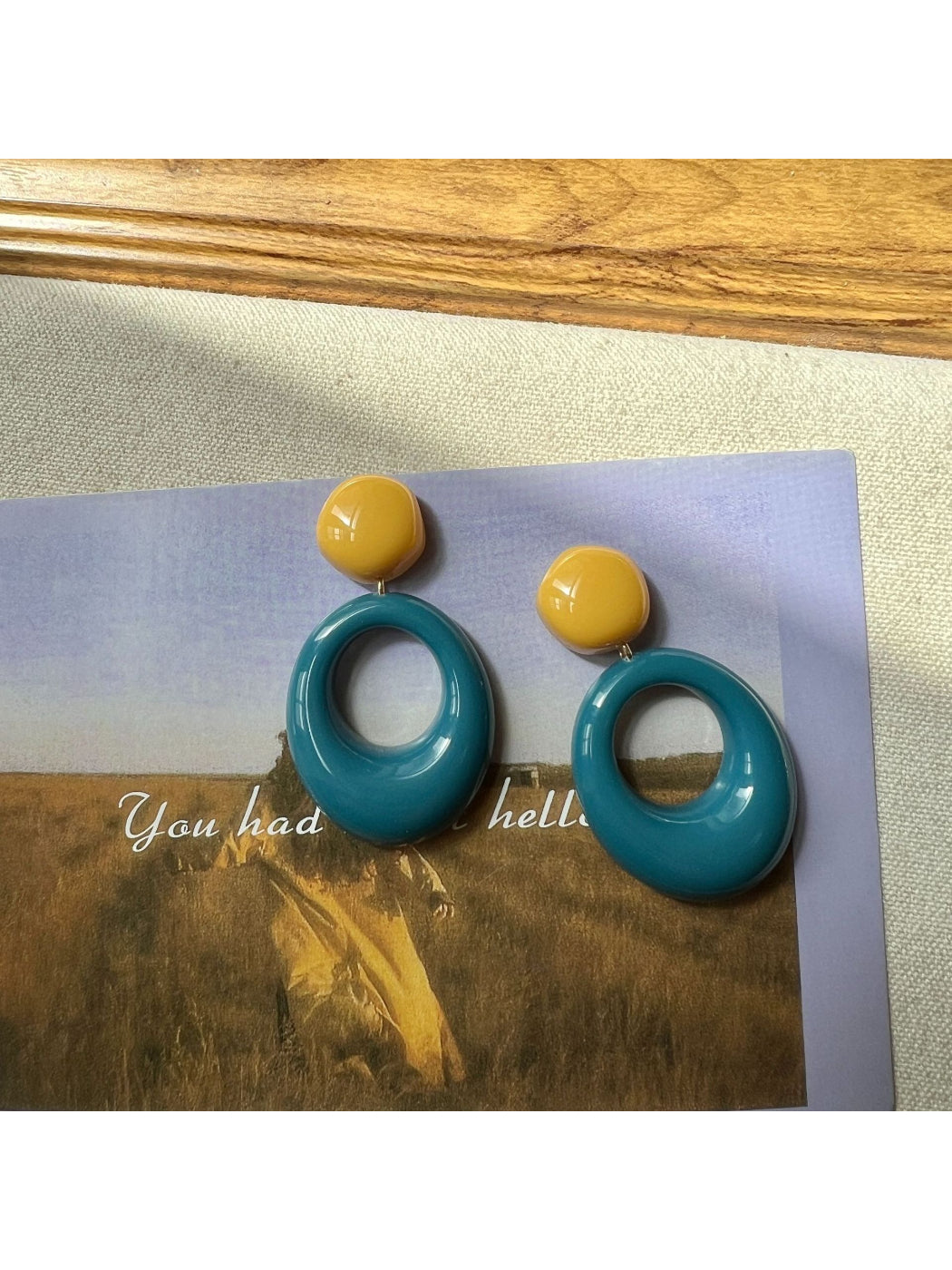 Earwish - Color Block Oval Drop Earrings