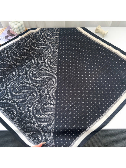 Scarvii - Two-Tone Paisley Print Square Scarf