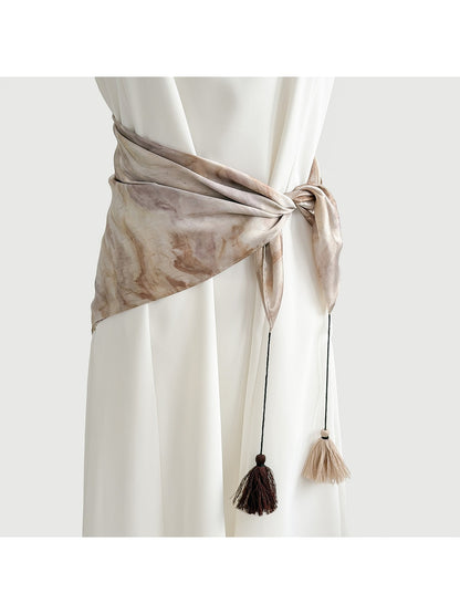 Scarvii - Elegant Print Tassel Square Scarf
