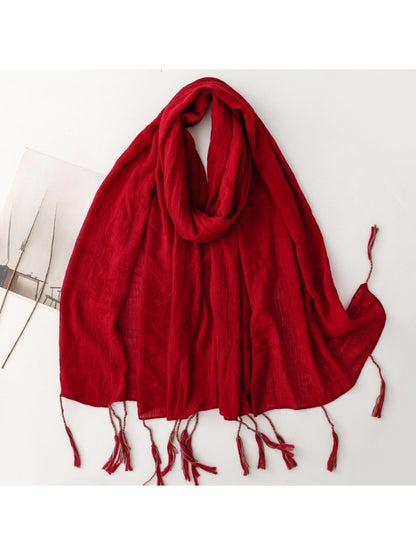 Scarvii - Light Crinkled Texture Tassel Edge Scarf