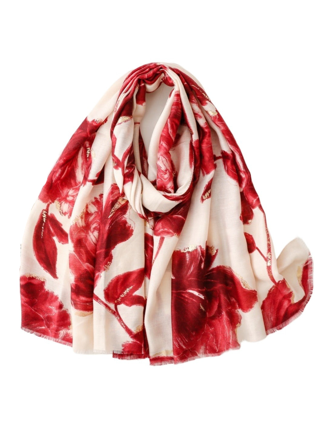 Scarvii - Gold Foil Scarf & Shawl with Lotus Pattern