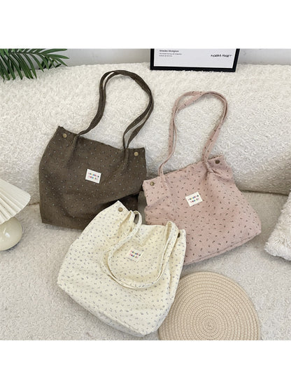 Cosbai - Floral Print Tote Shoulder Bag