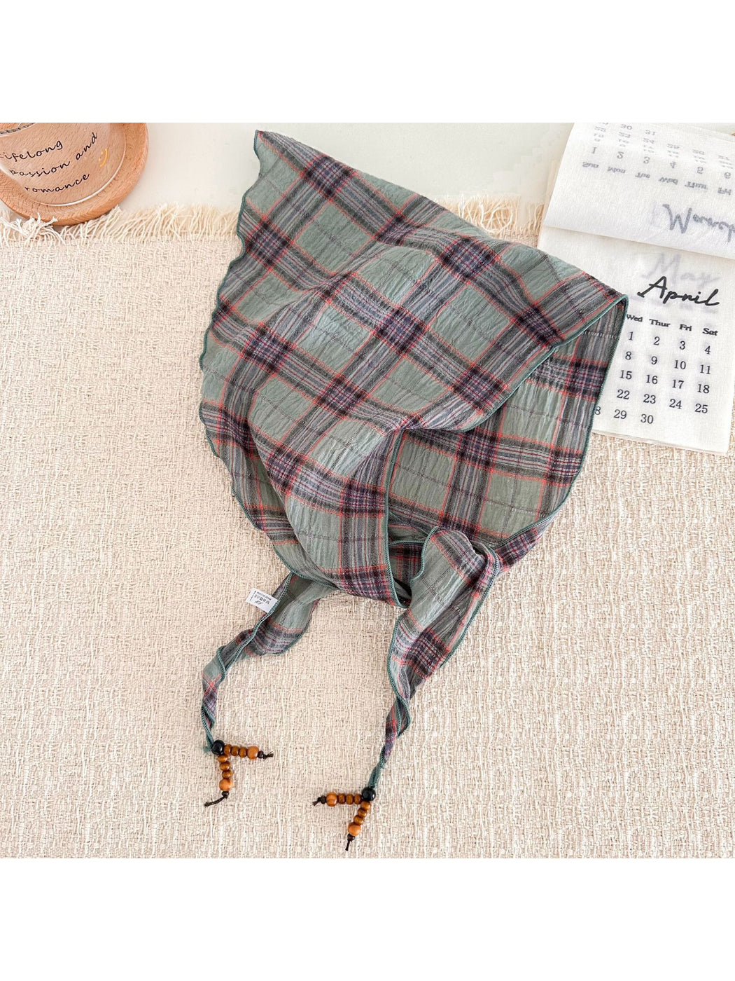Scarvii - Plaid Beaded Tie Scarf