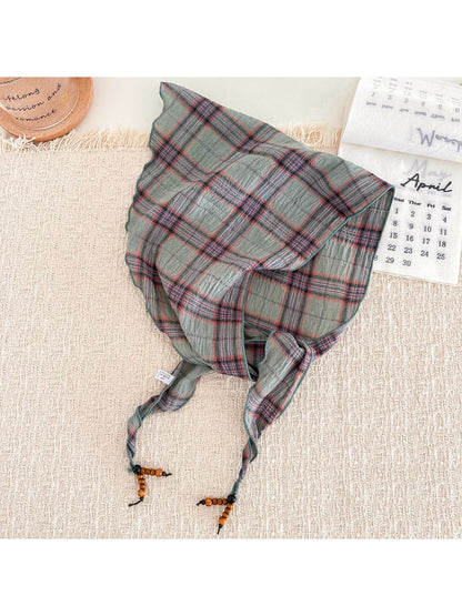 Scarvii - Plaid Beaded Tie Scarf