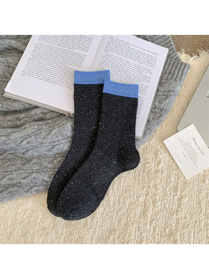 Rufia - Cozy Contrast Edge Ribbed Crew Socks