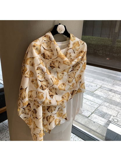 Scarvii - Elegant Botanical Print Shawl Scarf