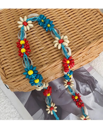 Beco floral shell shaped rope waist belt with shells arranged in floral pattern
