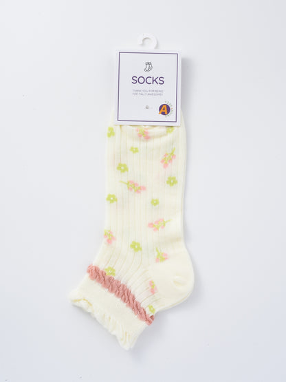 Rufia - Pastel Green & Pink Summer Ankle Socks