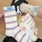 Rufia - Colorful Polka Dot Striped Mesh Crew Socks