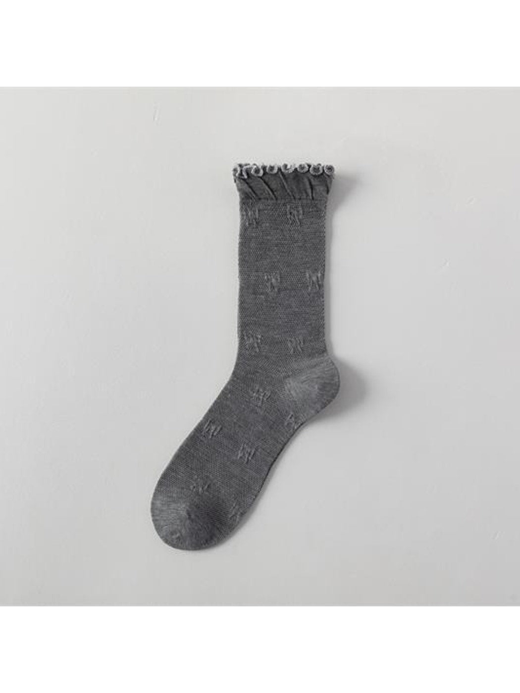 Rufia - Muted Solid Color Ruffle Crew Socks