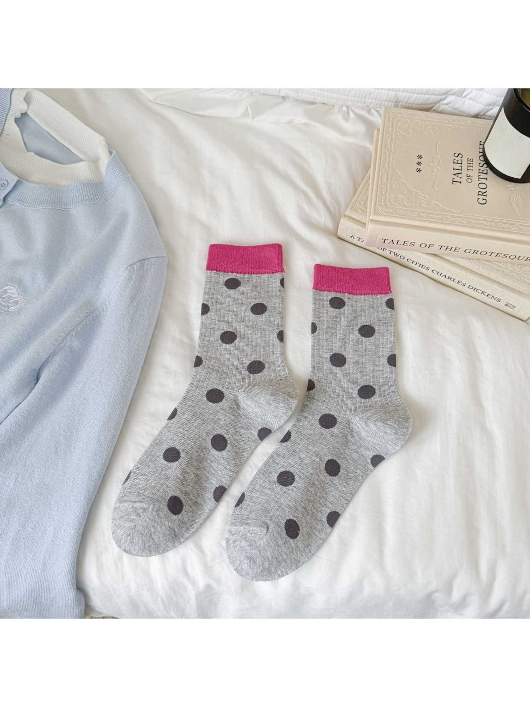 Rufia - Polka Dot Color Block Crew Socks