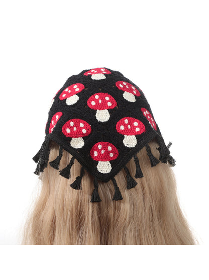 Scarvii - Tassel Trim Mushroom Knit Hairband
